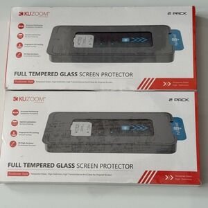 KUZOOM Full Tempered Glass Screen Protector 4 Pack for iPhone 13 Positioner